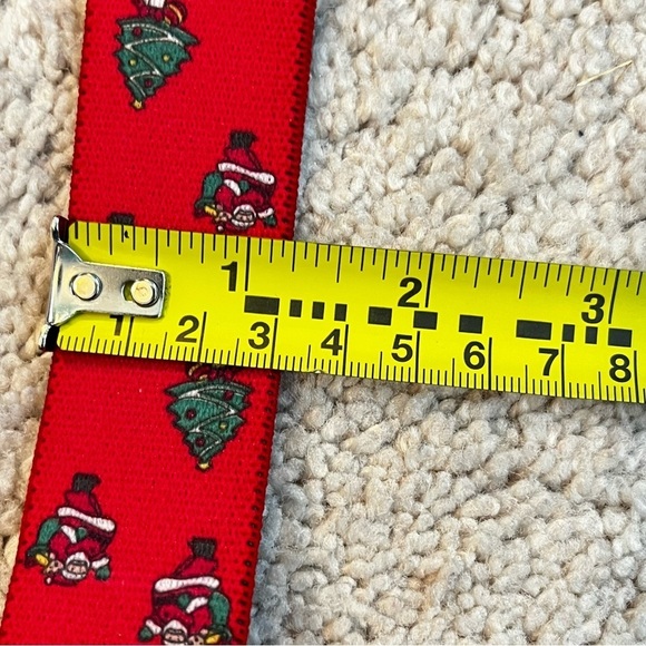 Santa Christmas Suspenders Red Elastic ClipOn CAS W Germany Trees Adjustable 80s - Picture 9 of 9